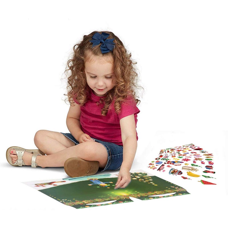 Dream Loom Puffy Sticker Play Set, Creative Toy with Double-Sided Printing 4 Kinds of Christmas Folding Scenes, 110 Reusable Xmas Puffy Stickers (Multicolor) - Image 4